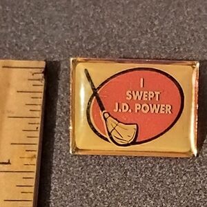 I Swept J.D. Power Broom Sweeping Vintage Collectible Lapel pin A-2